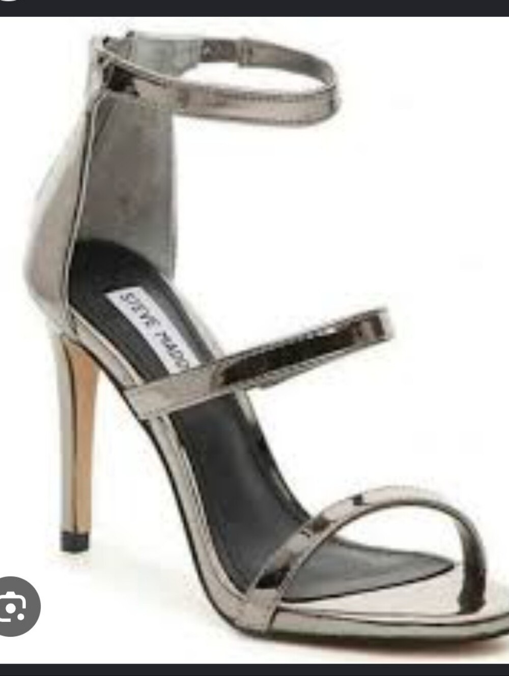 Steve Madden Metallic Gunmetal Strappy High Heels with Ankle Strap 8